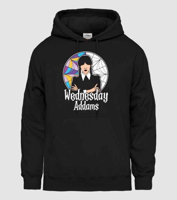 Wednesday Window colorful model negru pe tricou