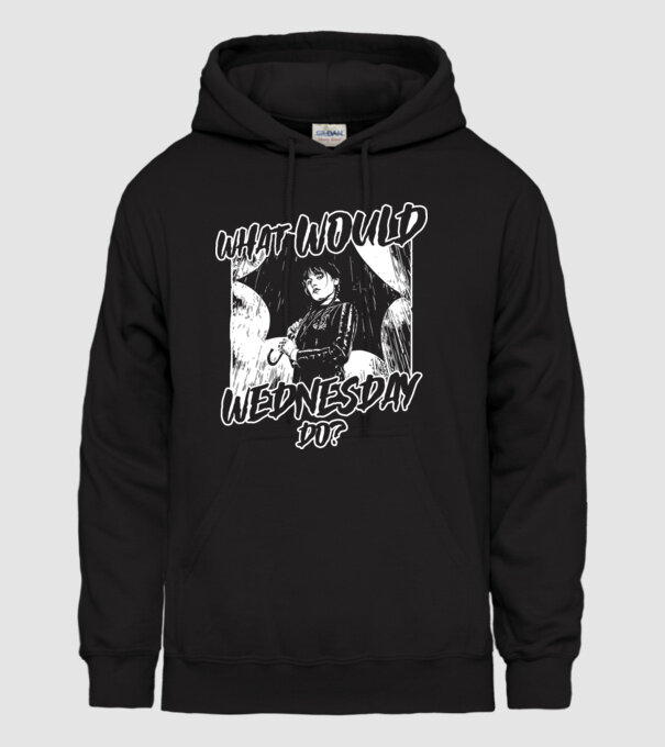 What would Wednesday do model negru pe tricou