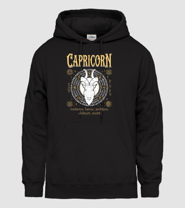 Zodiac bărbat CAPRICORN golden model negru pe tricou