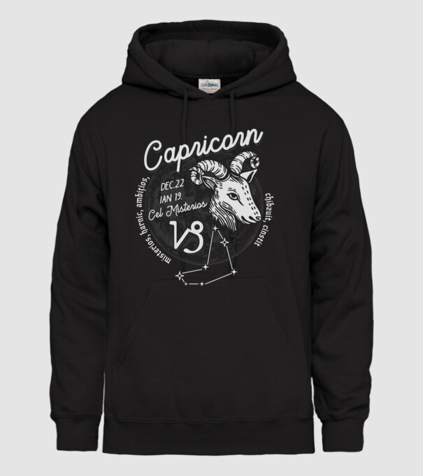 Zodiac bărbat CAPRICORN retro model negru pe tricou