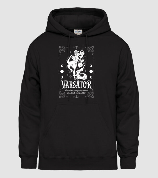 Zodiac bărbat VĂRSĂTOR white model negru pe tricou