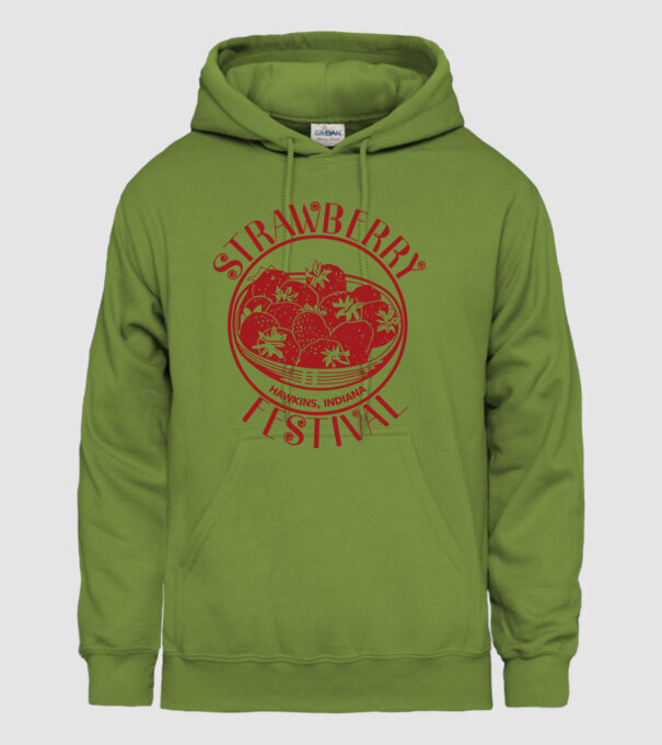 strawberry festival stranger things model verde de măr pe tricou