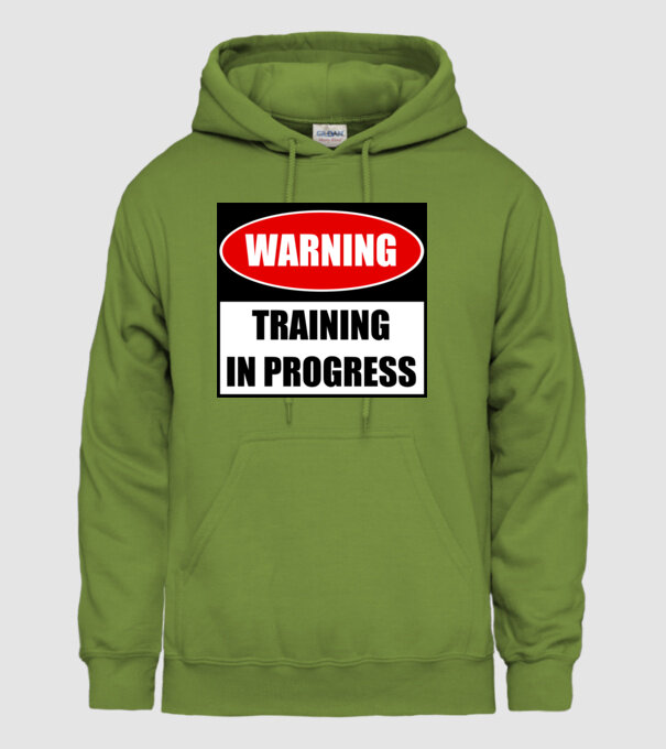 Warning Training In Progress model verde de măr pe tricou