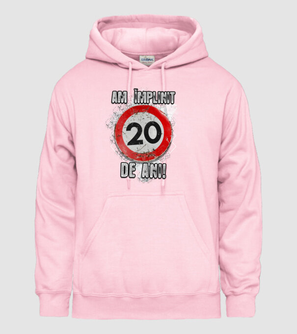 Am împlinit 20 de ani! model roz deschis pe tricou
