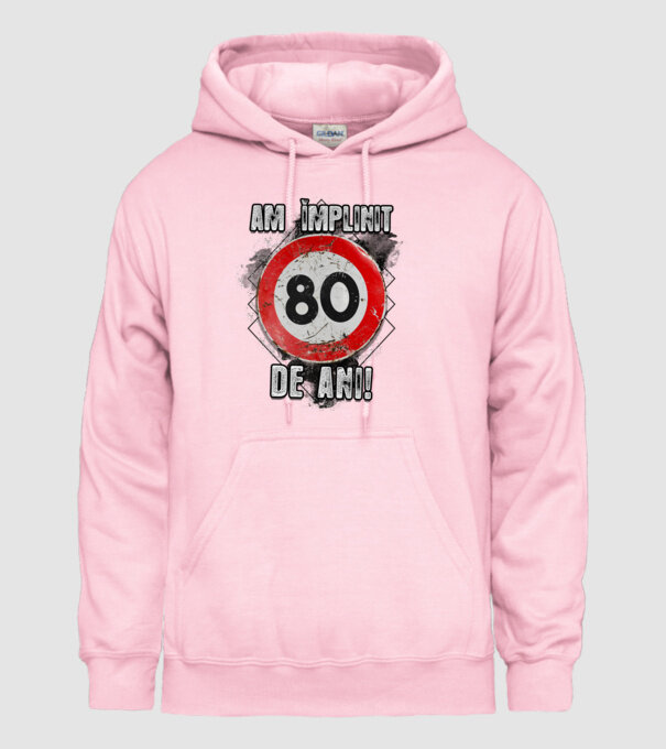 Am împlinit 80 de ani! model roz deschis pe tricou
