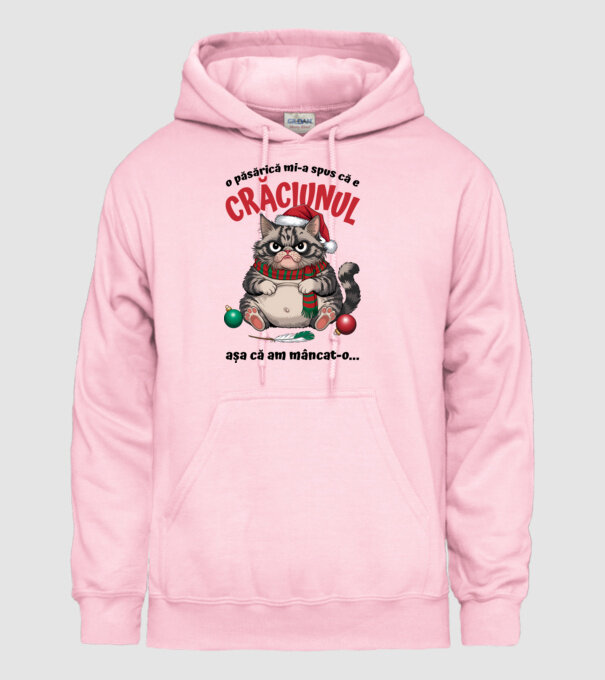 Am mâncat pasărea Crăciun pisică Alb model roz deschis pe tricou