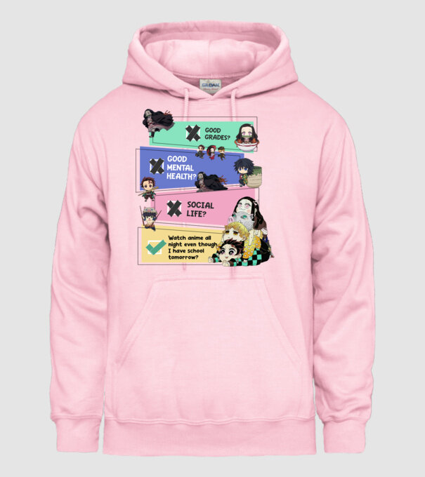 Anime check Demon Slayer model roz deschis pe tricou