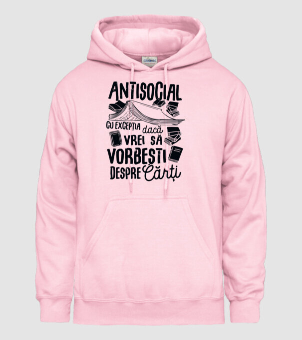 Antisocial, cu excepția dacă vrei să vorbești despre cărți-01 model roz deschis pe tricou