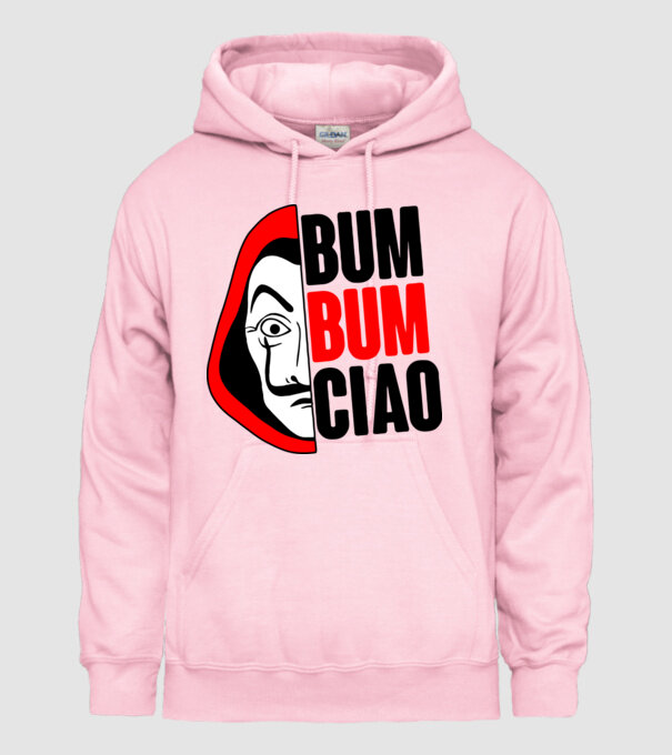 bumbum ciao money heist model roz deschis pe tricou