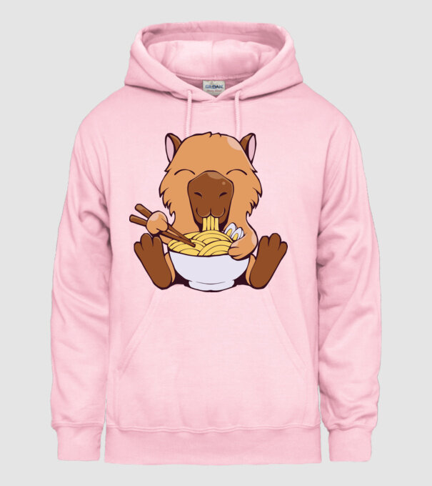 Capibară Ramen model roz deschis pe tricou