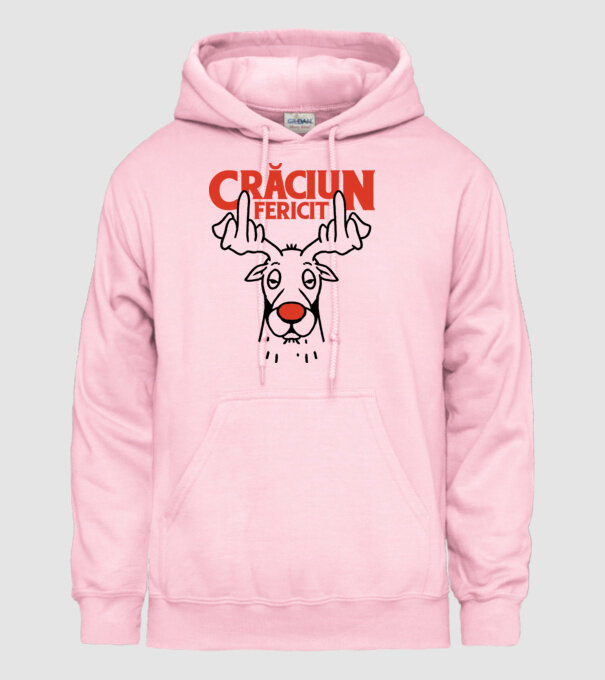 Căprioară de Crăciun antisocială model roz deschis pe tricou