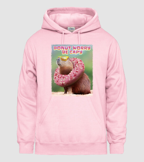 Capybara Donut worry be capy model roz deschis pe tricou