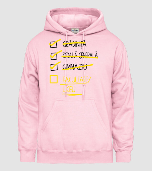 Cheklist educație - Gimnaziu alb model roz deschis pe tricou