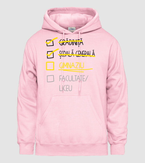 Cheklist educație - Școala primară alb model roz deschis pe tricou