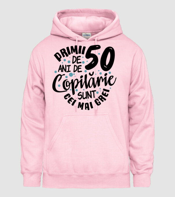 Copilărie 50 de ani model roz deschis pe tricou