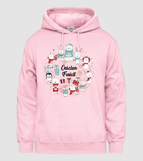 Crăciun Fericit model roz deschis pe tricou
