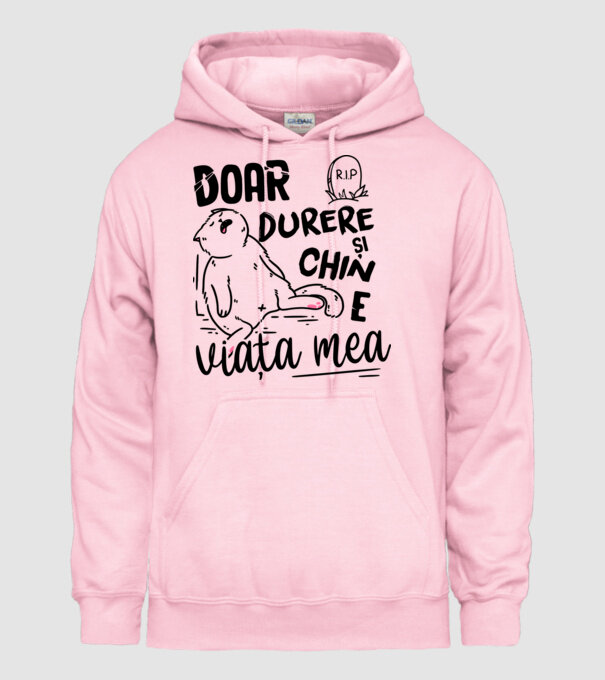 Doar durere și chin e viața mea model roz deschis pe tricou