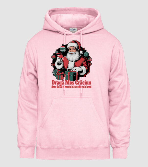 Dragă Mos Crăcium doar Lasă-ți cardul de credit sub brad model roz deschis pe tricou