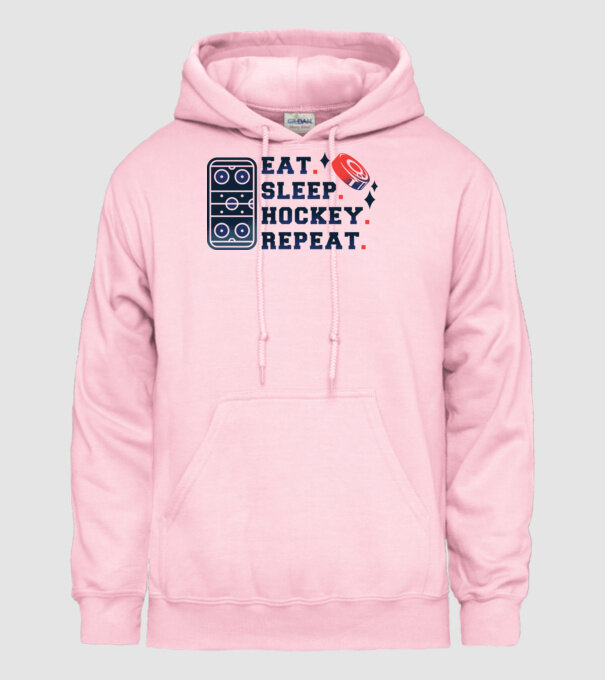 Eat Sleep Hockey Repeat model roz deschis pe tricou