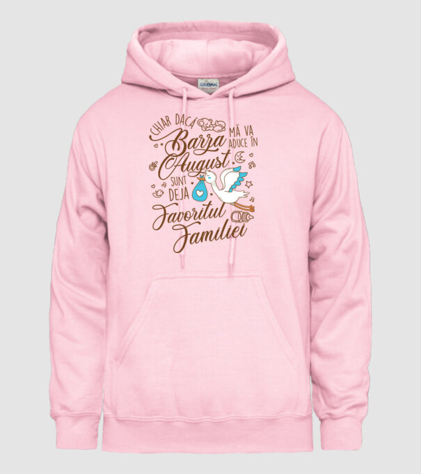 Favoritul familiei AUGUST model roz deschis pe tricou