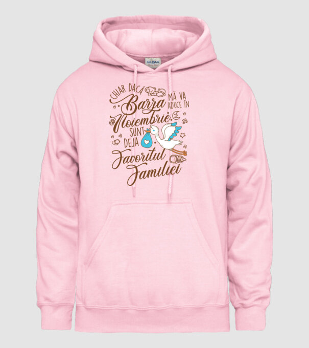 Favoritul familiei NOIEMBRIE model roz deschis pe tricou