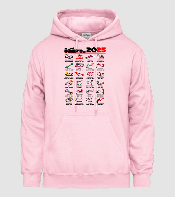 F1 calendar 2025 Alb model roz deschis pe tricou