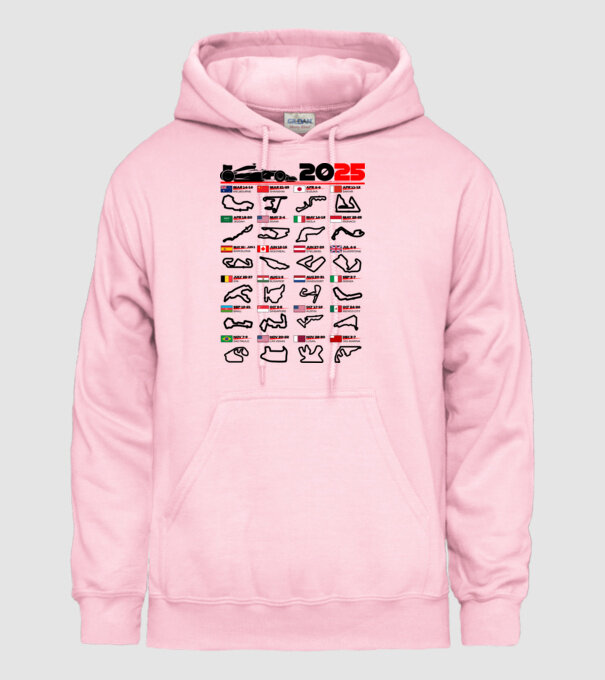 F1 calendar 2025 model roz deschis pe tricou