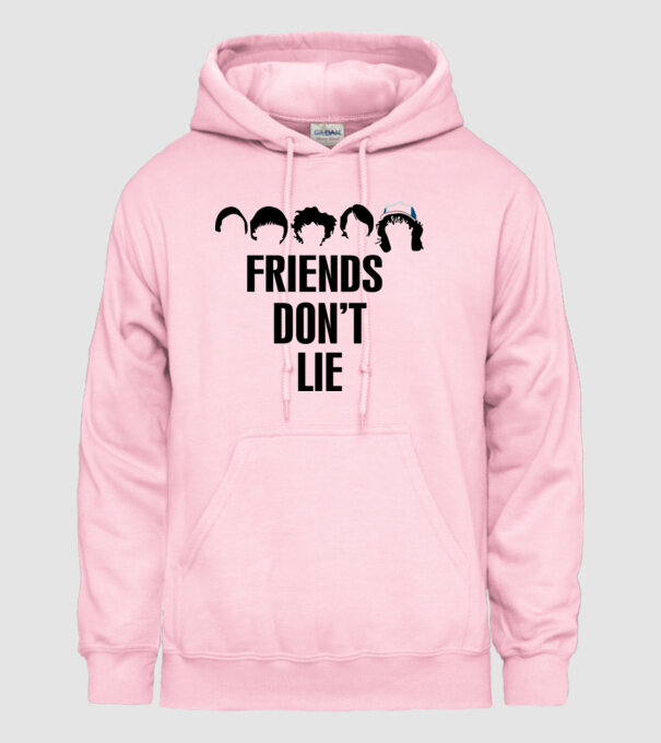 friends dont lie stranger things model roz deschis pe tricou