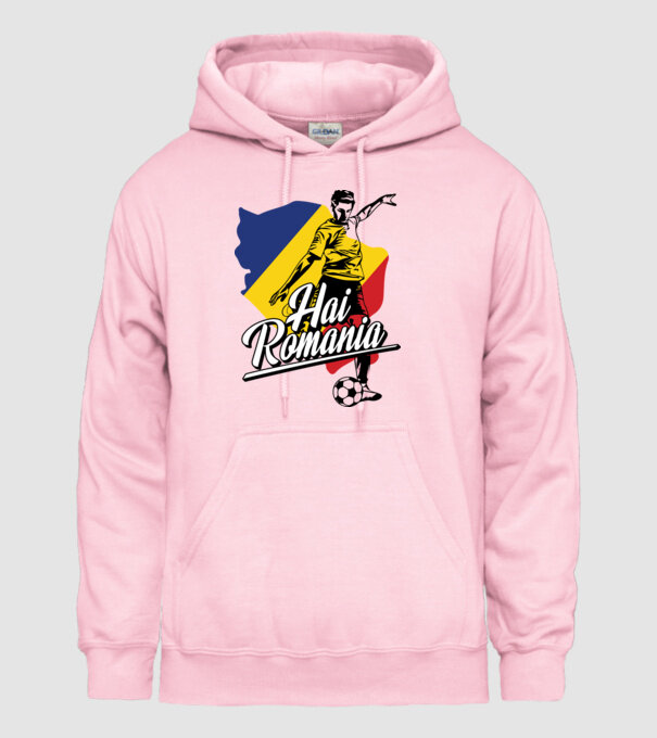 Hai romania fotbal model roz deschis pe tricou