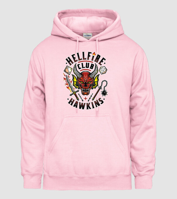 hellfire club hawkins model roz deschis pe tricou