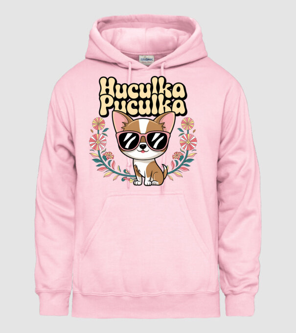 Huculka Puculka câine 1 model roz deschis pe tricou