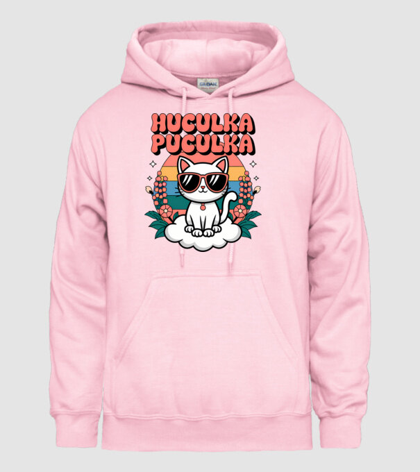 Huculka Puculka pisică 1 model roz deschis pe tricou