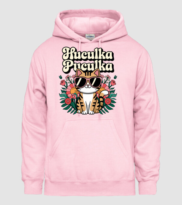 Huculka Puculka pisică 3 model roz deschis pe tricou