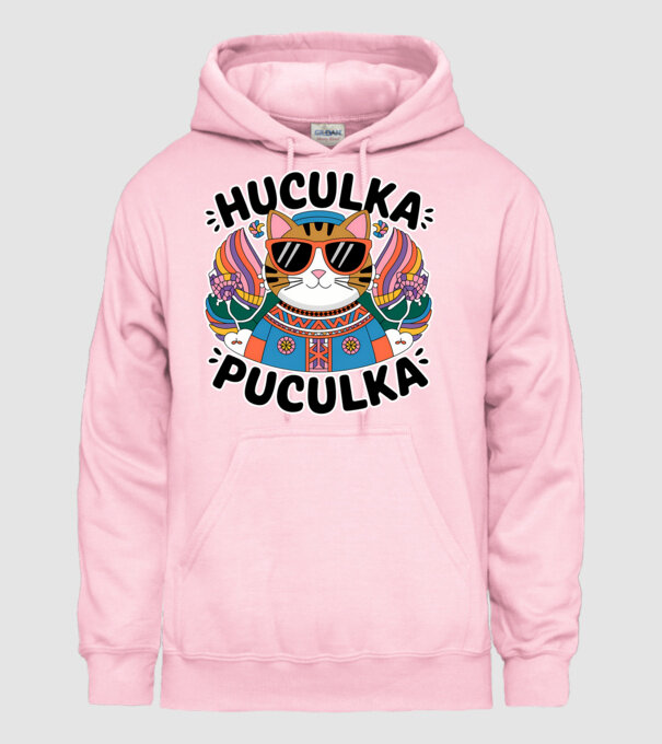 Huculka Puculka pisică 3 model roz deschis pe tricou