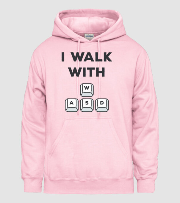 I Walk with WASD model roz deschis pe tricou