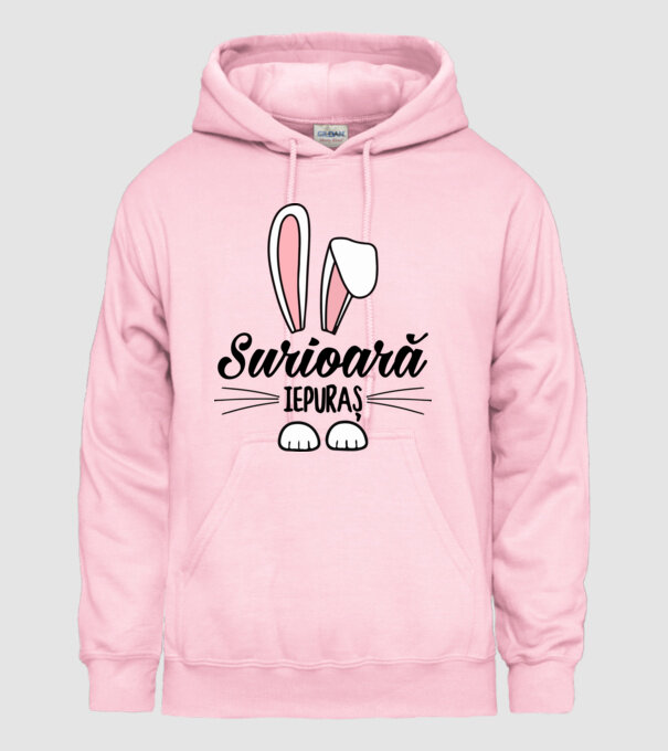 Iepuraș surioară model roz deschis pe tricou