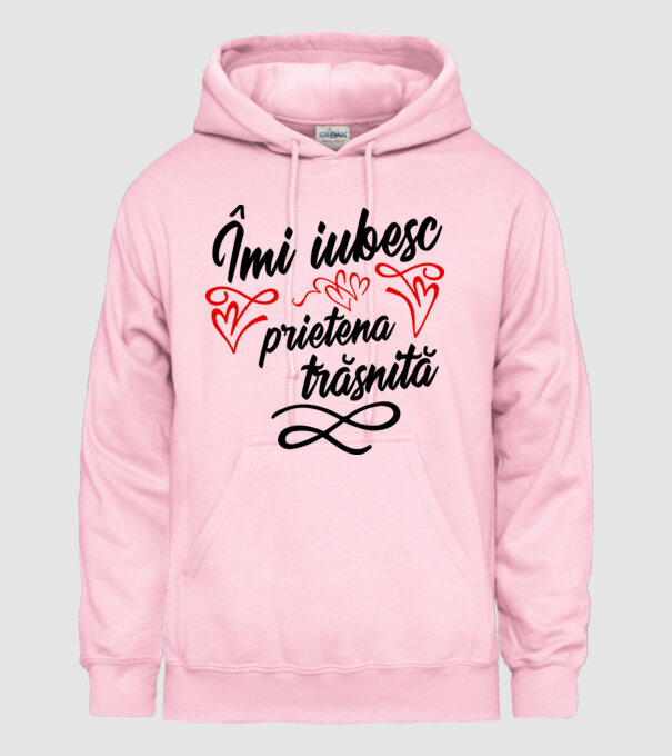 Îmi iubesc prietena trăsnită model roz deschis pe tricou