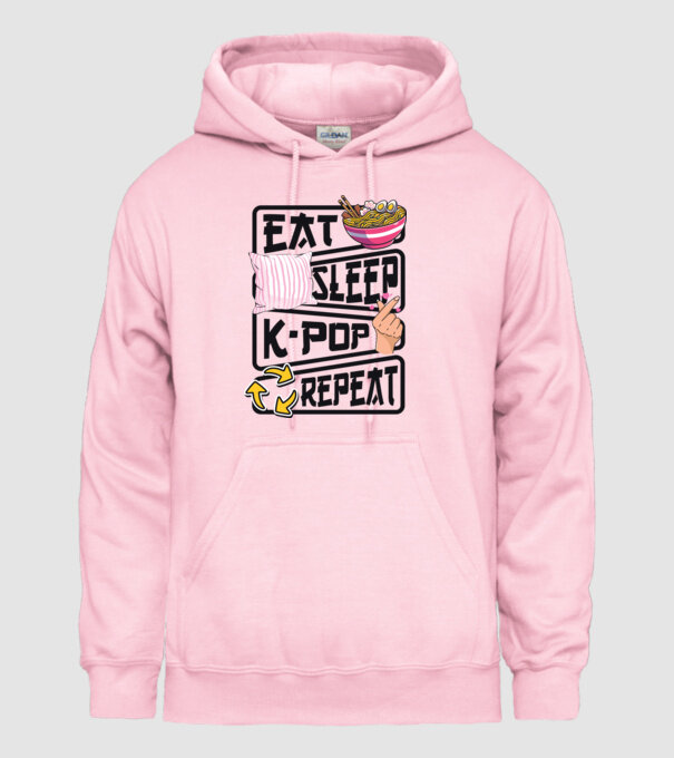 K-POP EAT SLEEP model roz deschis pe tricou
