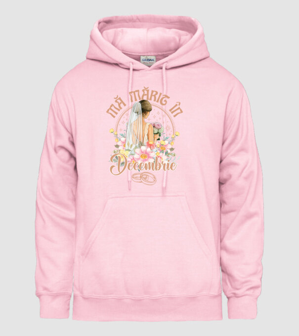 mă mărit - în decembrie model roz deschis pe tricou