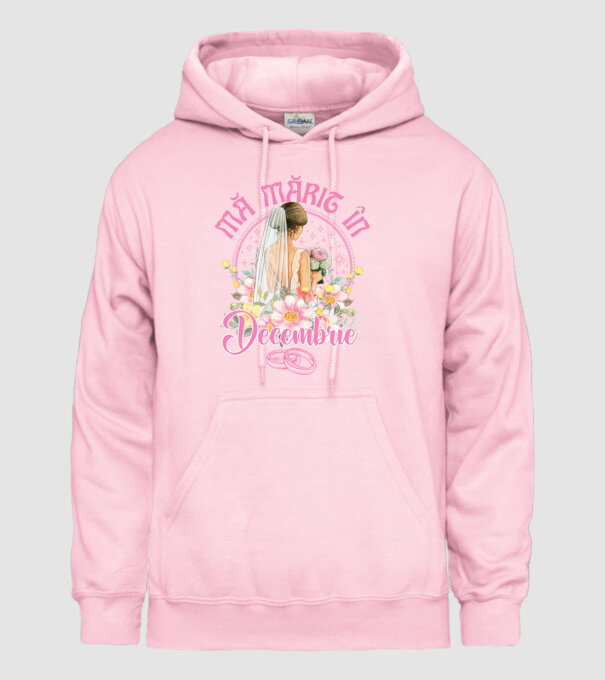 mă mărit - în decembrie model roz deschis pe tricou