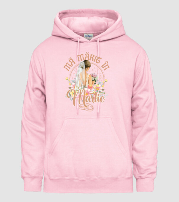 mă mărit - în martie model roz deschis pe tricou