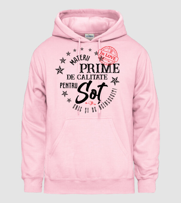 Materii prime de calitate pentru soț model roz deschis pe tricou