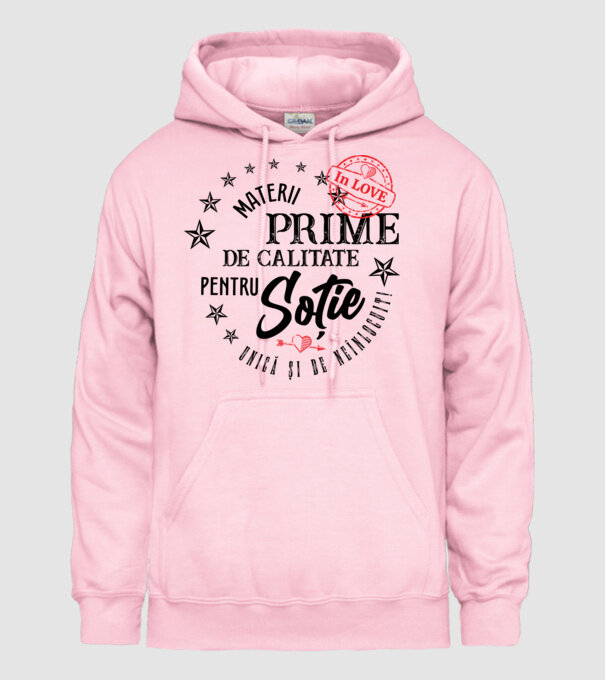 Materii prime de calitate pentru soție model roz deschis pe tricou