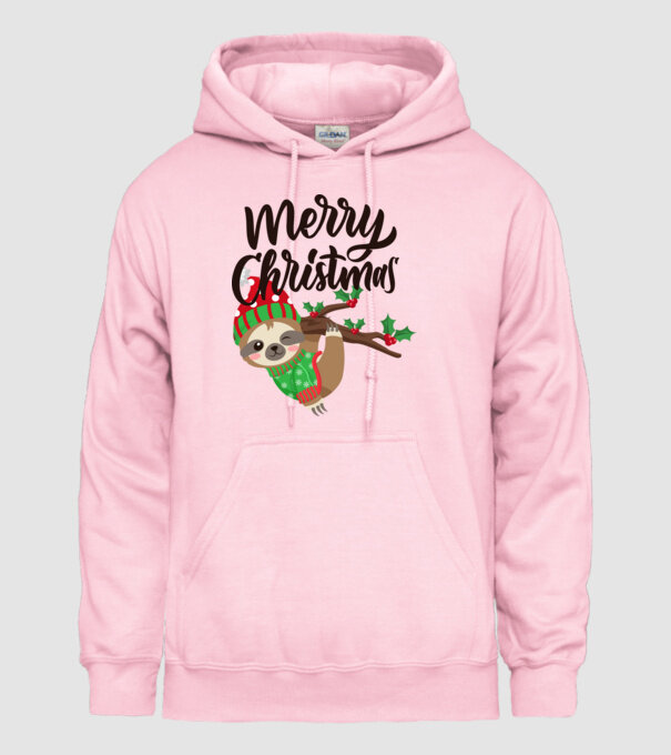 Merry christmas sloth model roz deschis pe tricou