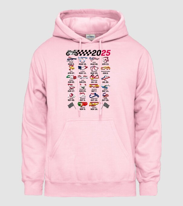 MOTOGP 25 CALENDAR alb model roz deschis pe tricou