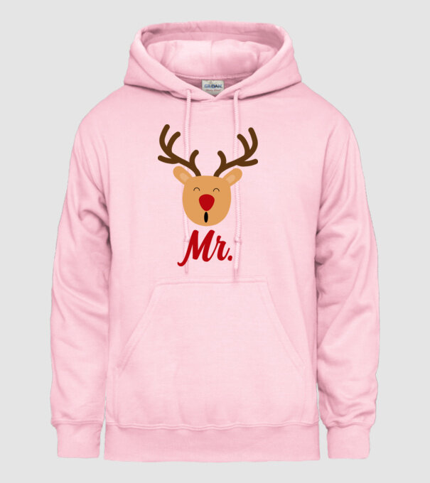 Mr. Reindeer Christmas couple model roz deschis pe tricou