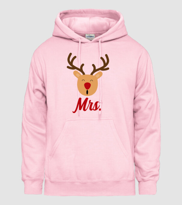 Mrs Reindeer christmas couple model roz deschis pe tricou