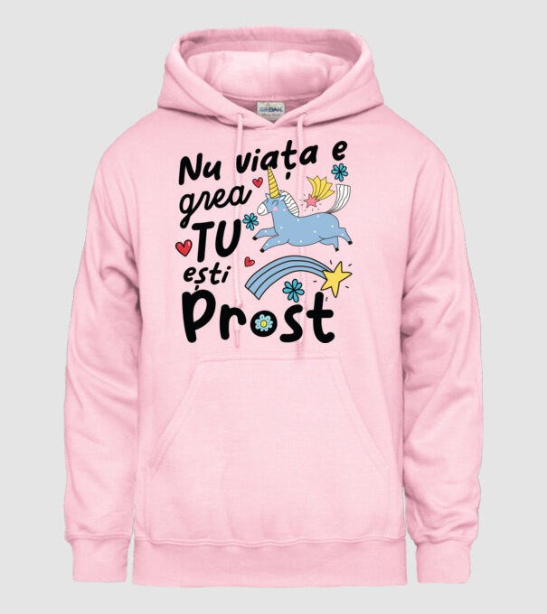 Nu viața e grea, tu ești prost model roz deschis pe tricou