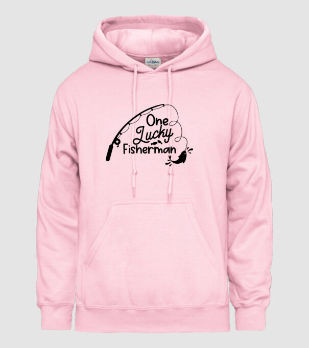 One lucky Fisherman model roz deschis pe tricou