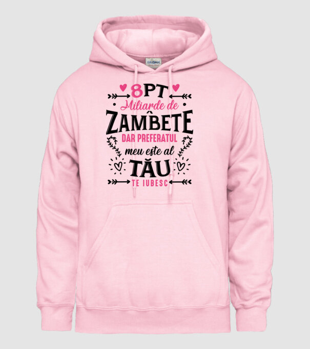 Opt miliarde de zâmbete model roz deschis pe tricou